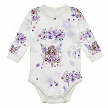 Baby-Body für Mädchen aus Baumwolle mit durchgehender Druckknopfleiste.