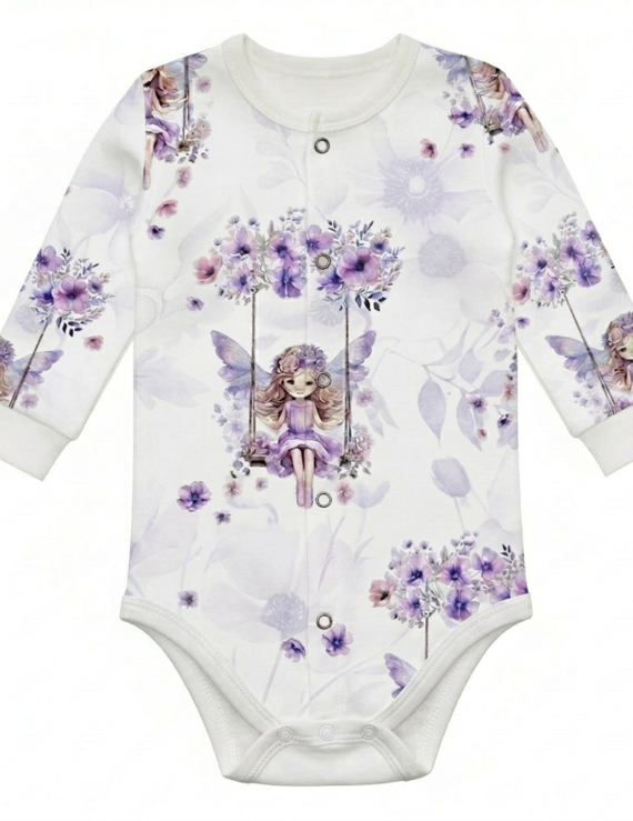 Baby-Body für Mädchen aus Baumwolle mit durchgehender Druckknopfleiste.