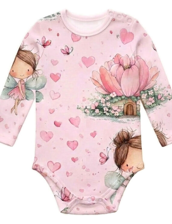 Baby Body Mädchen langarm rosa Feen