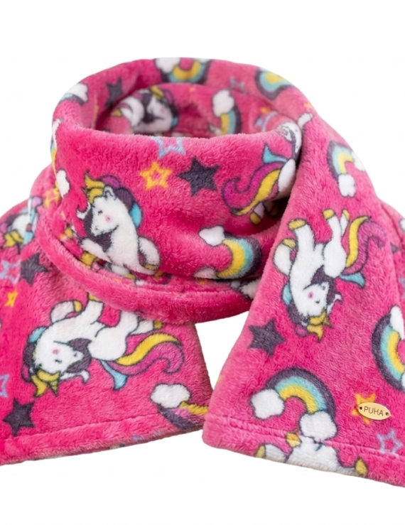 Pinker Baby Winter Schal mit Einhorn Muster für Mädchen aus Wellsoft