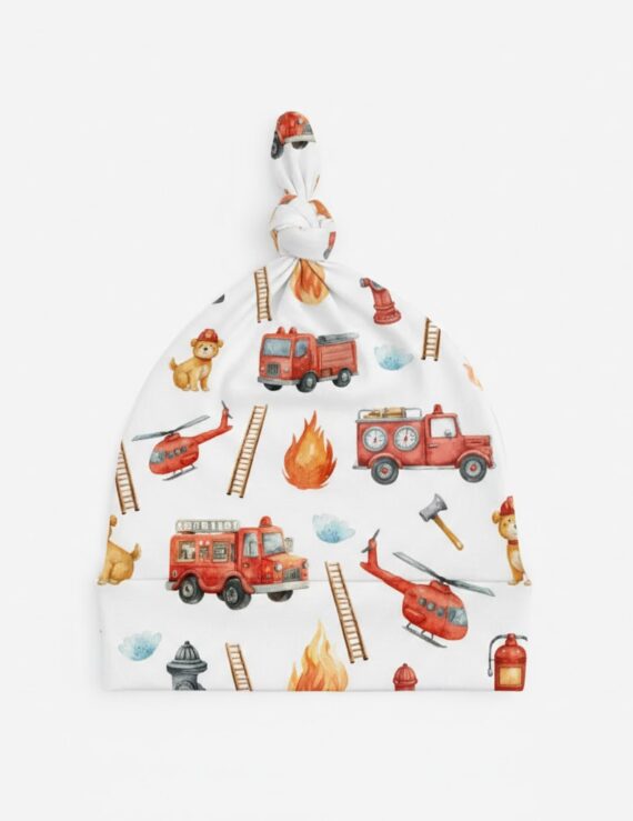 Baby Feuerwehr Mütze mit roten Feuerwehrautos für Jungen
