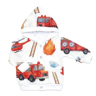 Baby Jacke mit Feuerwehr Autos für Jungen