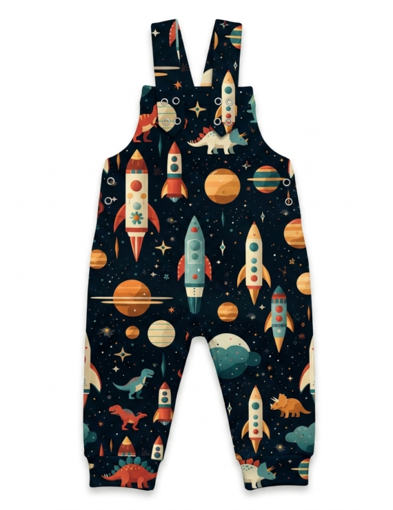 Baby Jungen Latzhose lang dunkelblau mit Planeten Motiv