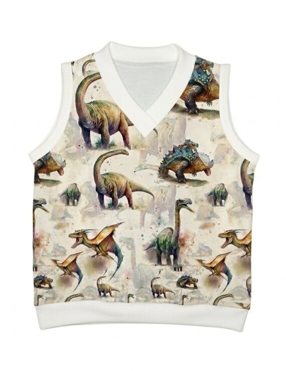 Baby Jungen Weste mit Dino Muster und V-Ausschnitt
