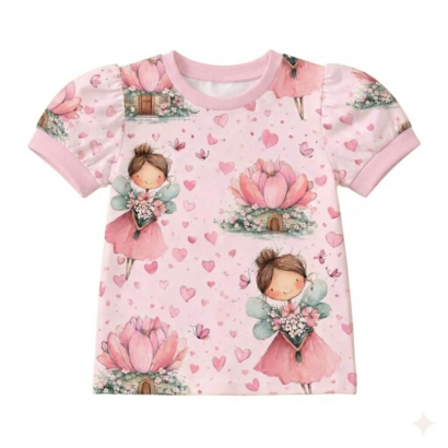 Baby Mädchen T-Shirt in Rosa mit Feen Muster