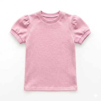 Rosa Baby Mädchen Baumwollshirt mit kurzen Puffärmeln für Sommer