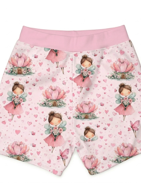 Baby-Shorts Mädchen Feen rosa – kurze Babyhose für Mädchen mit Feen-Motiv
