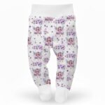 Baby-Strampler mit lila Feen-Motiv auf weißem Hintergrund