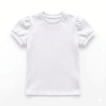 Weiße Baumwollbluse für Baby Mädchen mit kurzen Puffärmeln