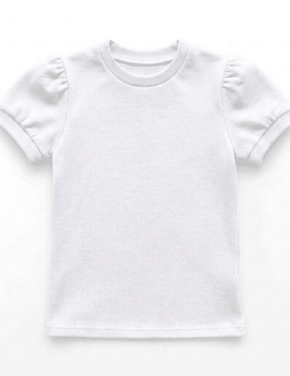 Weiße Baumwollbluse für Baby Mädchen mit kurzen Puffärmeln
