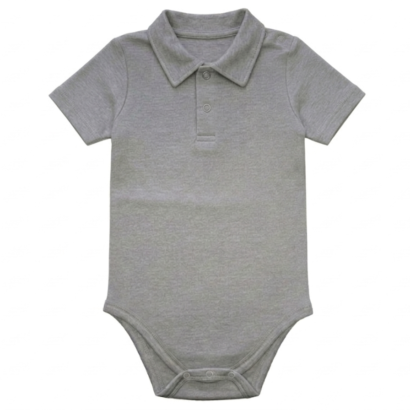 Babybody Jungen mit Kragen grau langarm