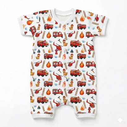 Babybody Jungen mit Beinen Feuerwehrmotiv