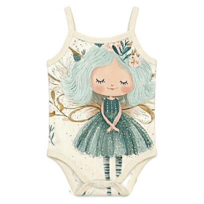 Babybody Mädchen Spaghettiträger grün Feenmotiv