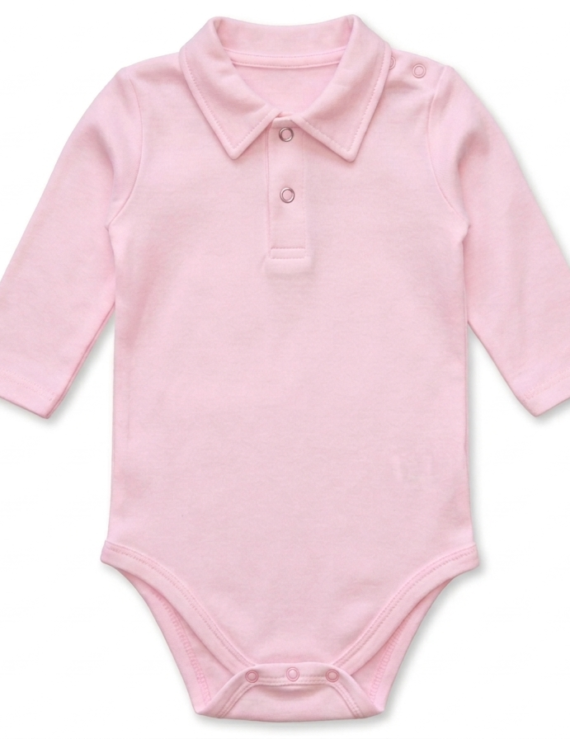 Babybody Mädchen langarm Kragen rosa