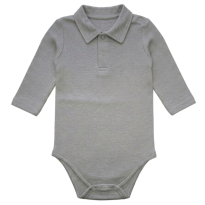 Babybody für Jungen mit Kragen grau langarm