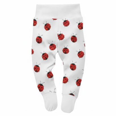 Babyhose mit rotem Marienkäfer-Muster und Fußteil für Mädchenbaby