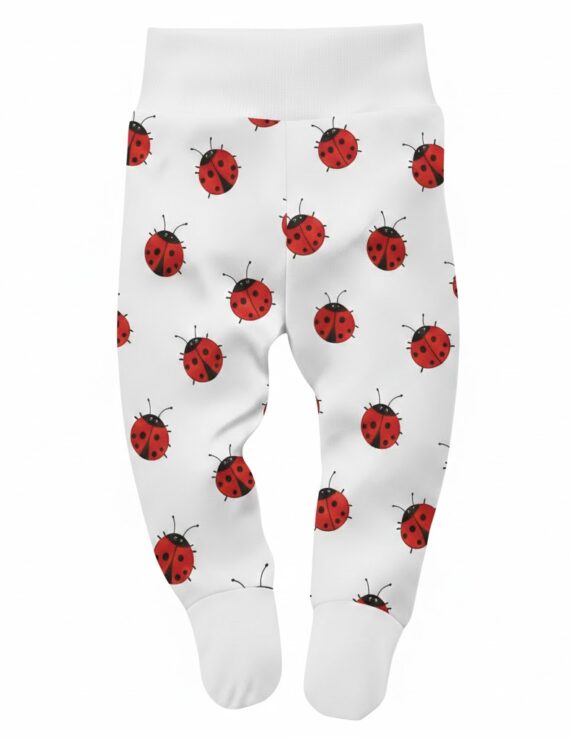 Babyhose mit rotem Marienkäfer-Muster und Fußteil für Mädchenbaby