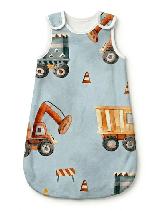 Klassischer Bagger Baby Schlafsack mit langen Ärmeln und Druckknöpfen