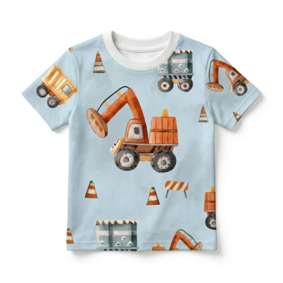 Baby T-Shirt mit Arbeitsmaschinen-Muster aus Baumwolle
