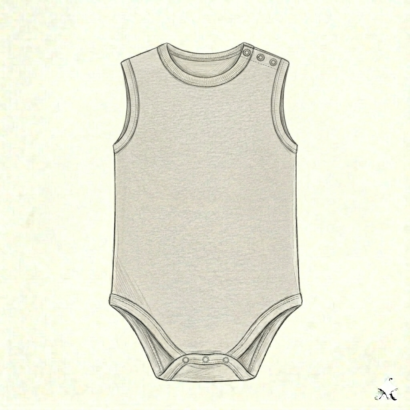 Body Ärmellos Illustration – Zeichnung eines ärmellosen Bodys.
