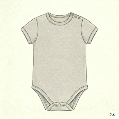 Body Kurzarm Illustration – Zeichnung eines kurzärmligen Bodys.