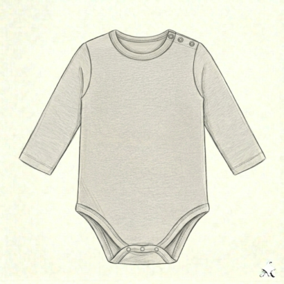 Body Langarm Illustration – Zeichnung eines langärmligen Bodys.