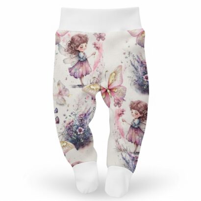 Bunte Babyhose mit Feenmotiv und Fußteil für Mädchenbaby
