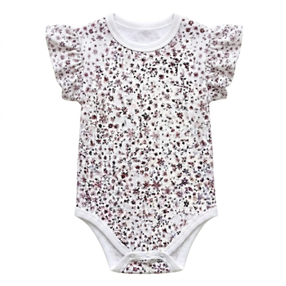 Damen Body ärmellos Rüschen bordeaux Blumenmuster