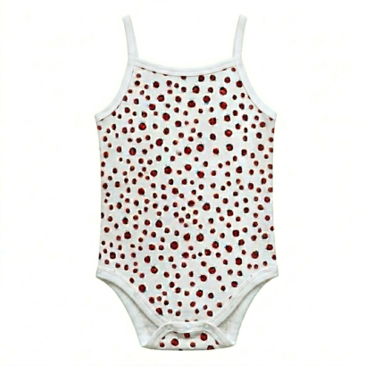 Damen Baumwoll-Body mit Spaghettiträgern und Marienkäfer-Motiv.