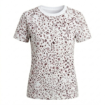 Damen T-Shirt weiß mit kleinen bordeauxfarbenen Blumen