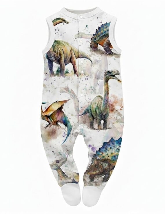 Dino Baby Strampler aus Baumwolle mit Füßen für Jungen und Mädchen