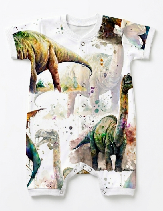 Dino Kurzarm Baby Body mit kurzen Beinen aus Baumwolle