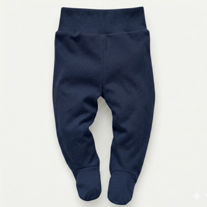 Dunkelblaue Babyhose Fuß aus Baumwolle mit Fußteil und elastischem Bund für Jungen