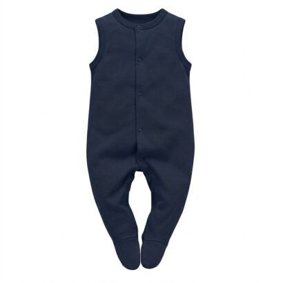 Dunkelblauer Baby Sommerstrampler aus Baumwolle für Jungen