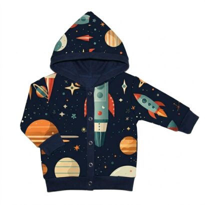 Dunkelblaue Baumwoll-Sommerjacke für Baby Jungen mit Planeten-Motiv