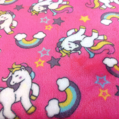 Pink Wellsoft Stoff mit Einhorn Muster