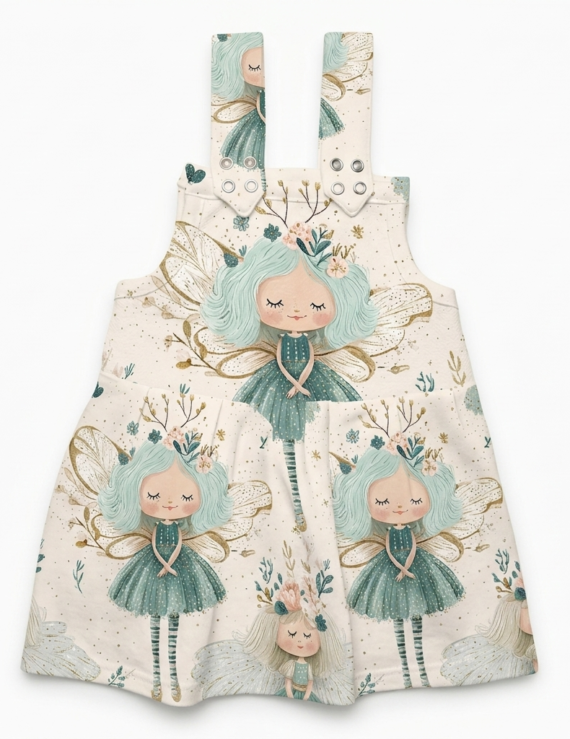 Grünes Feen Baby Latzkleid aus Baumwolle für Mädchen