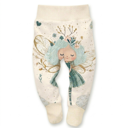 Feen Babyhose Fuß aus Baumwolle mit grünem Feenmotiv für Mädchenbabys