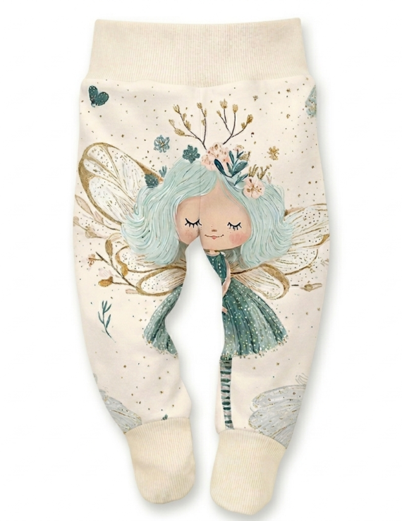 Feen Babyhose Fuß aus Baumwolle mit grünem Feenmotiv für Mädchenbabys