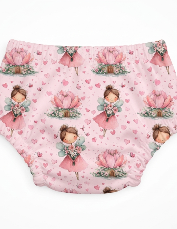 Rosa Baumwoll Windelhöschen mit Feenmotiv für Baby Mädchen