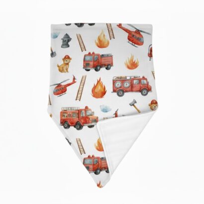 Baby Feuerwehr Lätzchen zweilagig aus Baumwolle mit roten Feuerwehrautos für Jungen