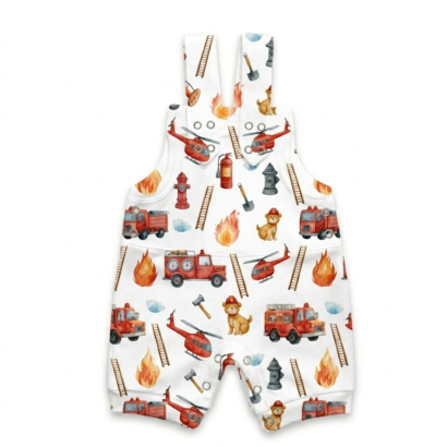 Feuerwehr Baby Latzshorts kurzer Baumwoll Latzoverall mit Feuerwehrauto Motiv