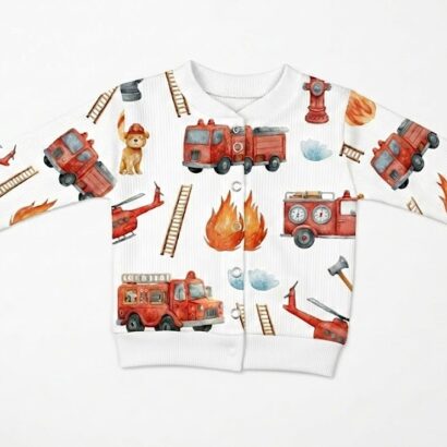 Babyjacke mit Feuerwehr-Auto-Muster aus Baumwolle für Jungen