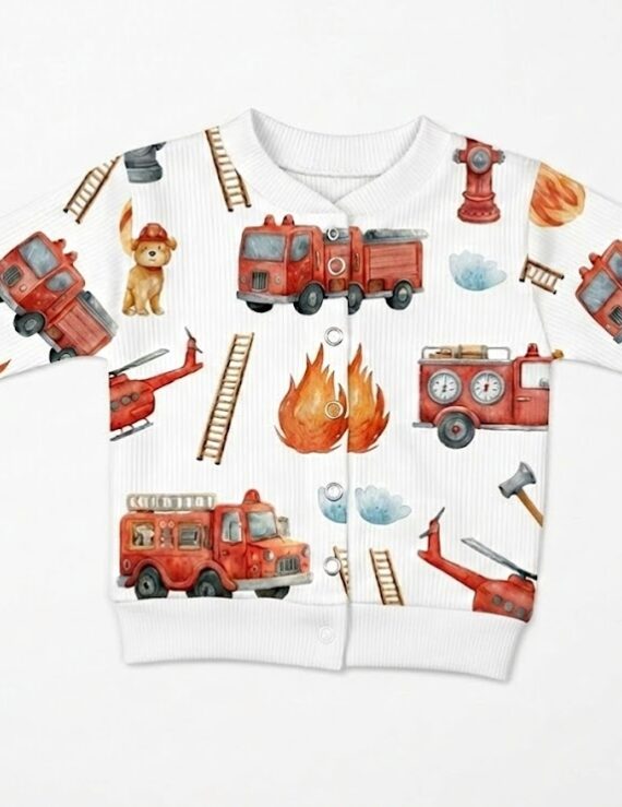 Babyjacke mit Feuerwehr-Auto-Muster aus Baumwolle für Jungen