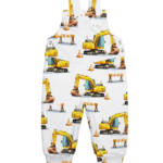 Gelbe Latzhose mit Baustellenmotiv aus Baumwolle für Baby Jungen