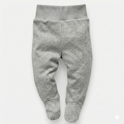Grau Babyhose Fuß aus Baumwolle mit Fußteil und elastischem Bund für Jungen