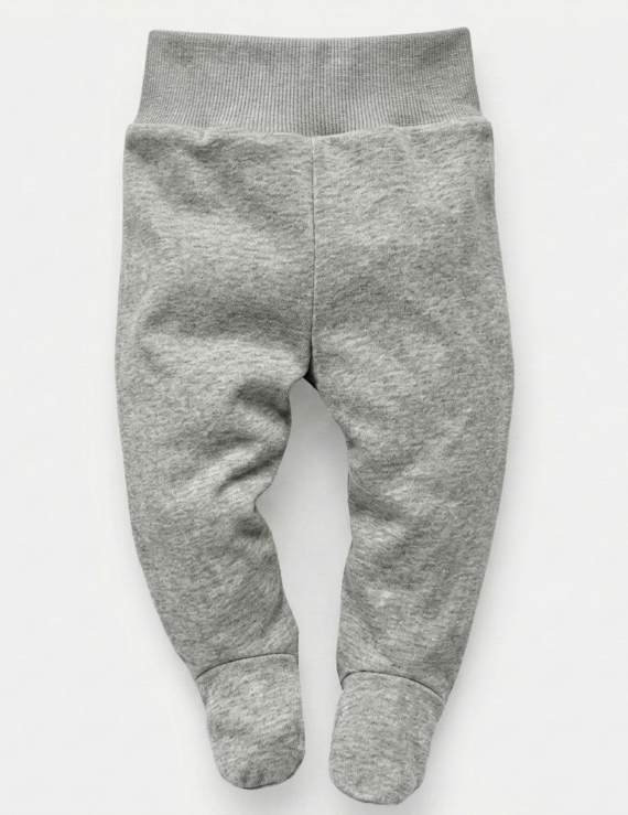Grau Babyhose Fuß aus Baumwolle mit Fußteil und elastischem Bund für Jungen