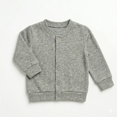 Graue Babyjacke aus Baumwolle mit Druckknöpfen für Jungen