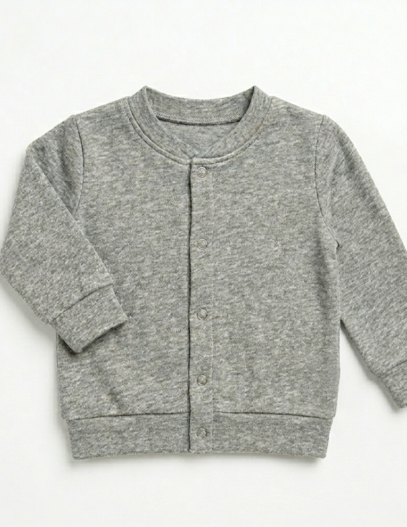 Graue Babyjacke aus Baumwolle mit Druckknöpfen für Jungen