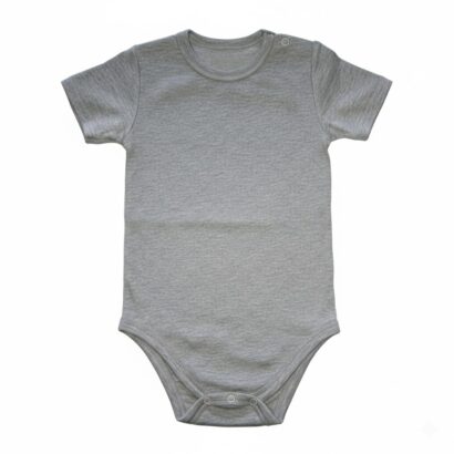 Kurzärmliger grauer Baby Body aus Baumwolle für Jungen im Alltag.